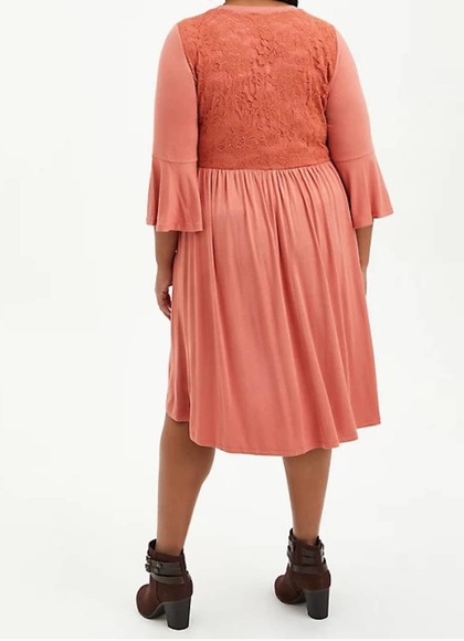 TORRID HI-LOW SKATER MINI DRESS - SUPER SOFT RUSTY BROWN SZ - Picture 3 of 13